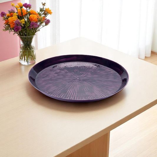 14" Purple Metal Etched Round Serving Tray - Loft&Timber