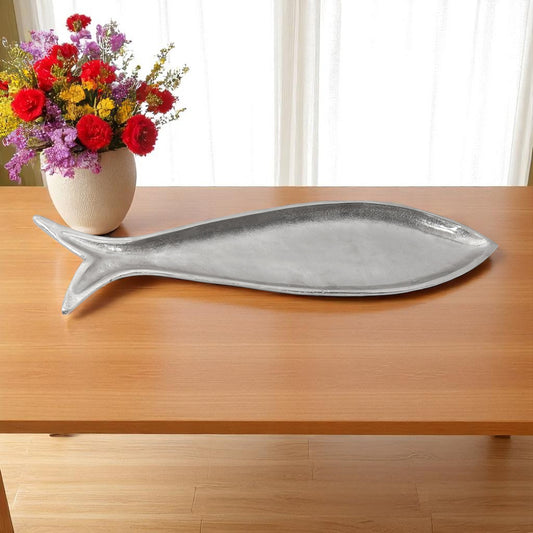 23" Silver Cast Aluminum Fish Serving Tray - Loft&Timber