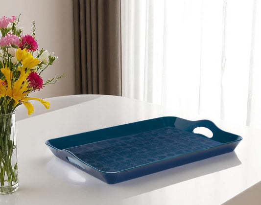 17" Blue Abstract Geo Printed Serving Tray - Loft&Timber