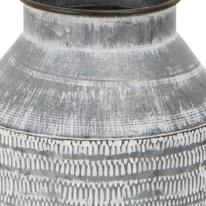 13" Gray Cylinder Metal Jug Vase - Loft&Timber