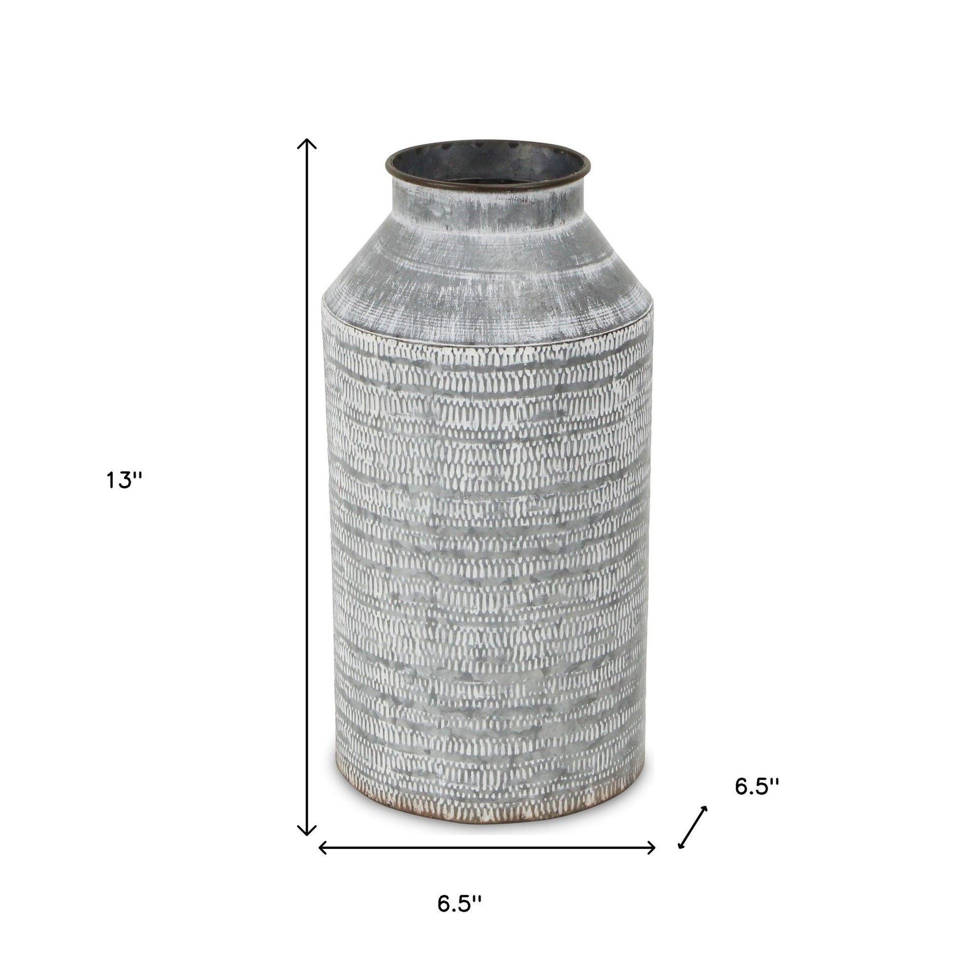 13" Gray Cylinder Metal Jug Vase - Loft&Timber