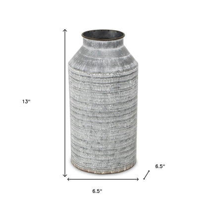 13" Gray Cylinder Metal Jug Vase - Loft&Timber