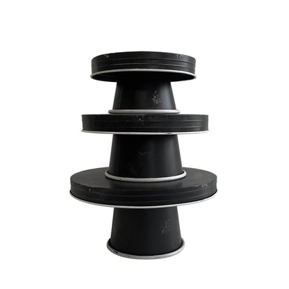 Set of Three Black And White Metal Round Cake Stand Risers - Loft&Timber
