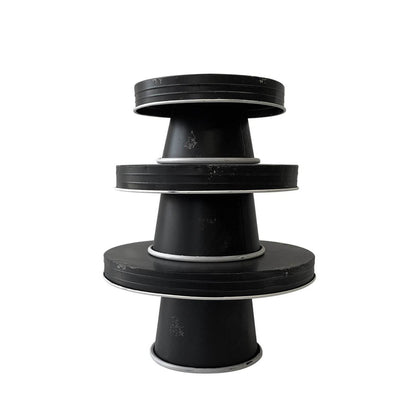 Set of Three Black And White Metal Round Cake Stand Risers - Loft&Timber
