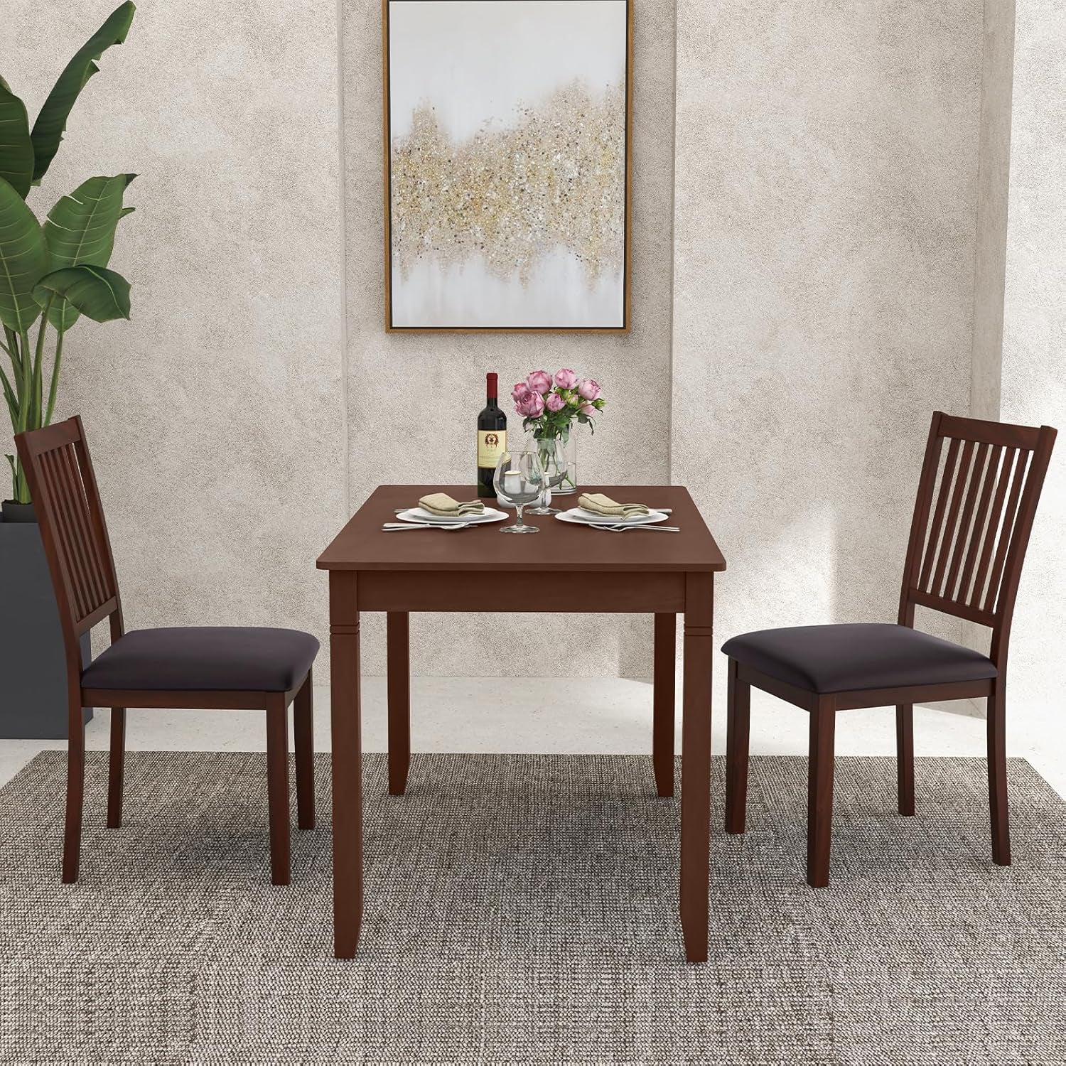 Espresso Slat Back Dining Chairs Set Of 2 For Dining Room-1