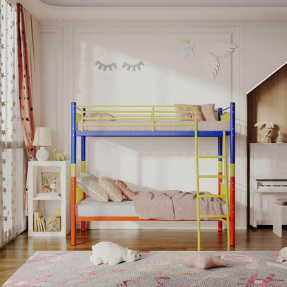 Metal Bunk Bed Twin over Twin,Twin over Full Bunk Bed,Bunk Bed Full over Full,Twin Bunk Beds for Kids with Safety Guardrail and Convertible Bunk Bed Design,Steel Bed for School, Bedroom - Loft&Timber