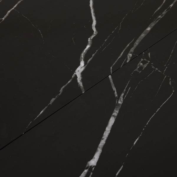 Rectangular table with arc MDF Black tabletop splicing PVC marble surface 140*76*76cm - Loft&Timber