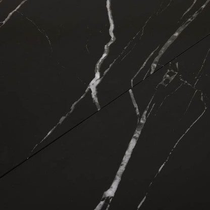 Rectangular table with arc MDF Black tabletop splicing PVC marble surface 140*76*76cm - Loft&Timber