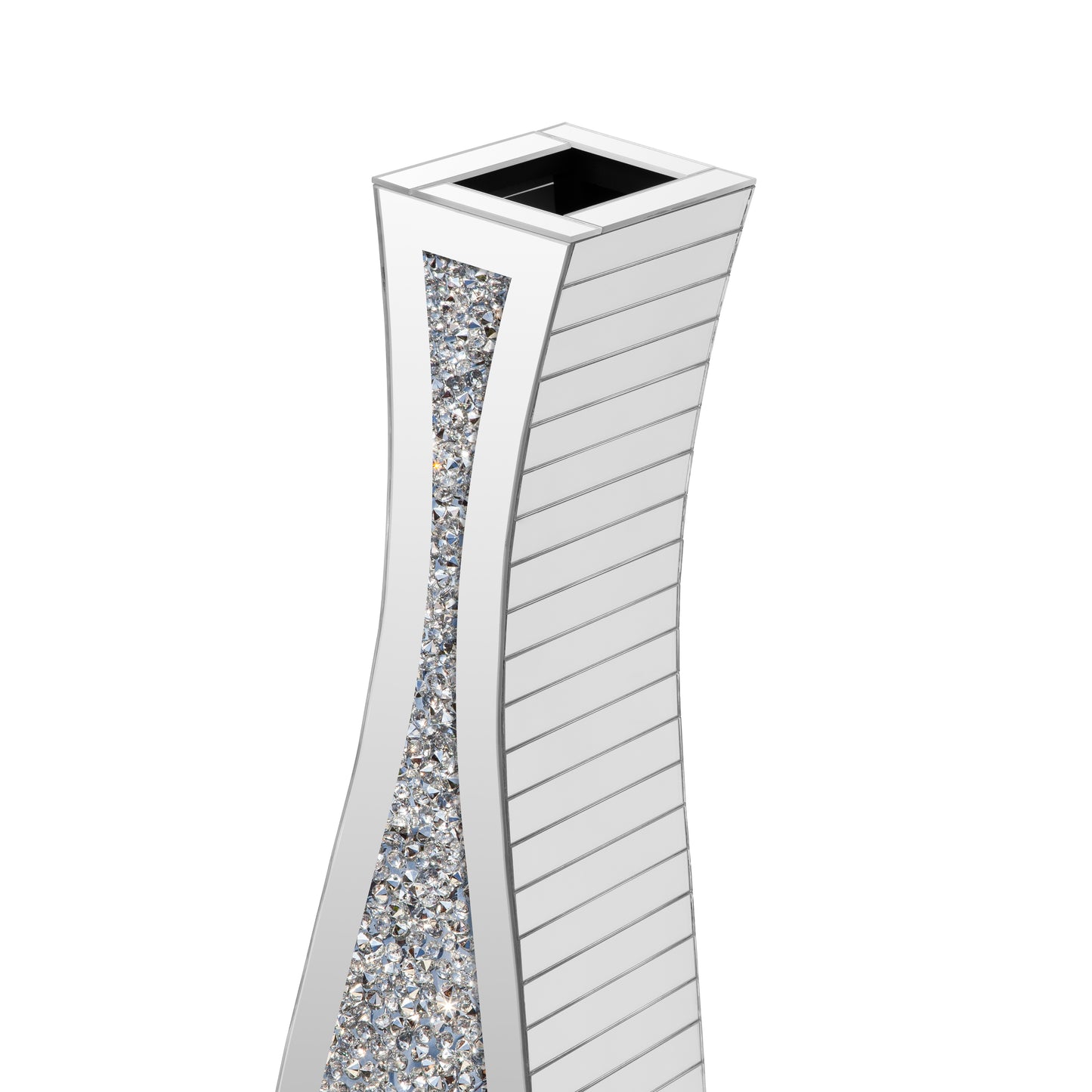 36" Silver Faux Crystal And Mirrored Glass Floor Vase-5