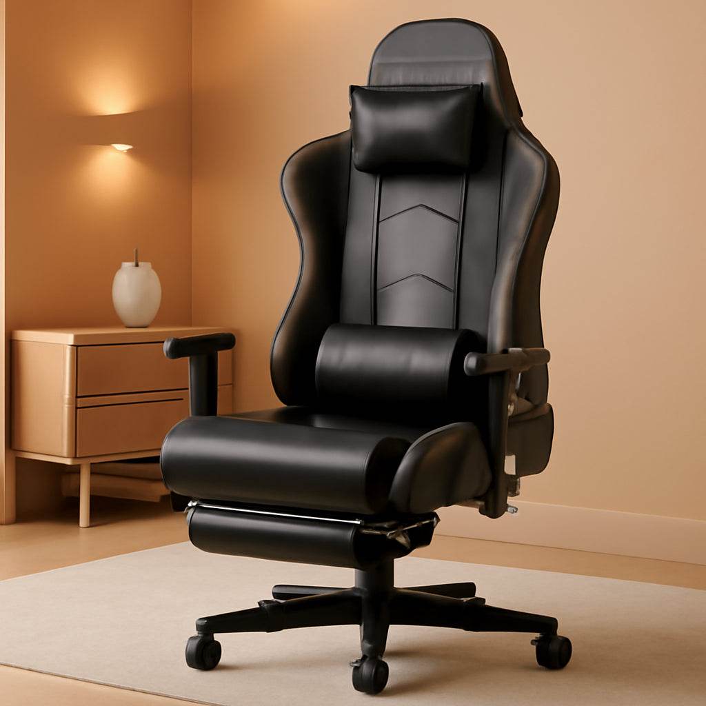 Gaming Chair with Footrest (Black) - Loft&Timber