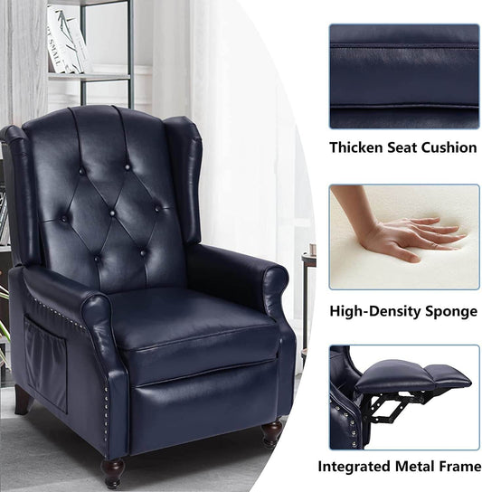 Wingback Recliner Chair with Massage and Heat (PU Leather) - Loft&Timber
