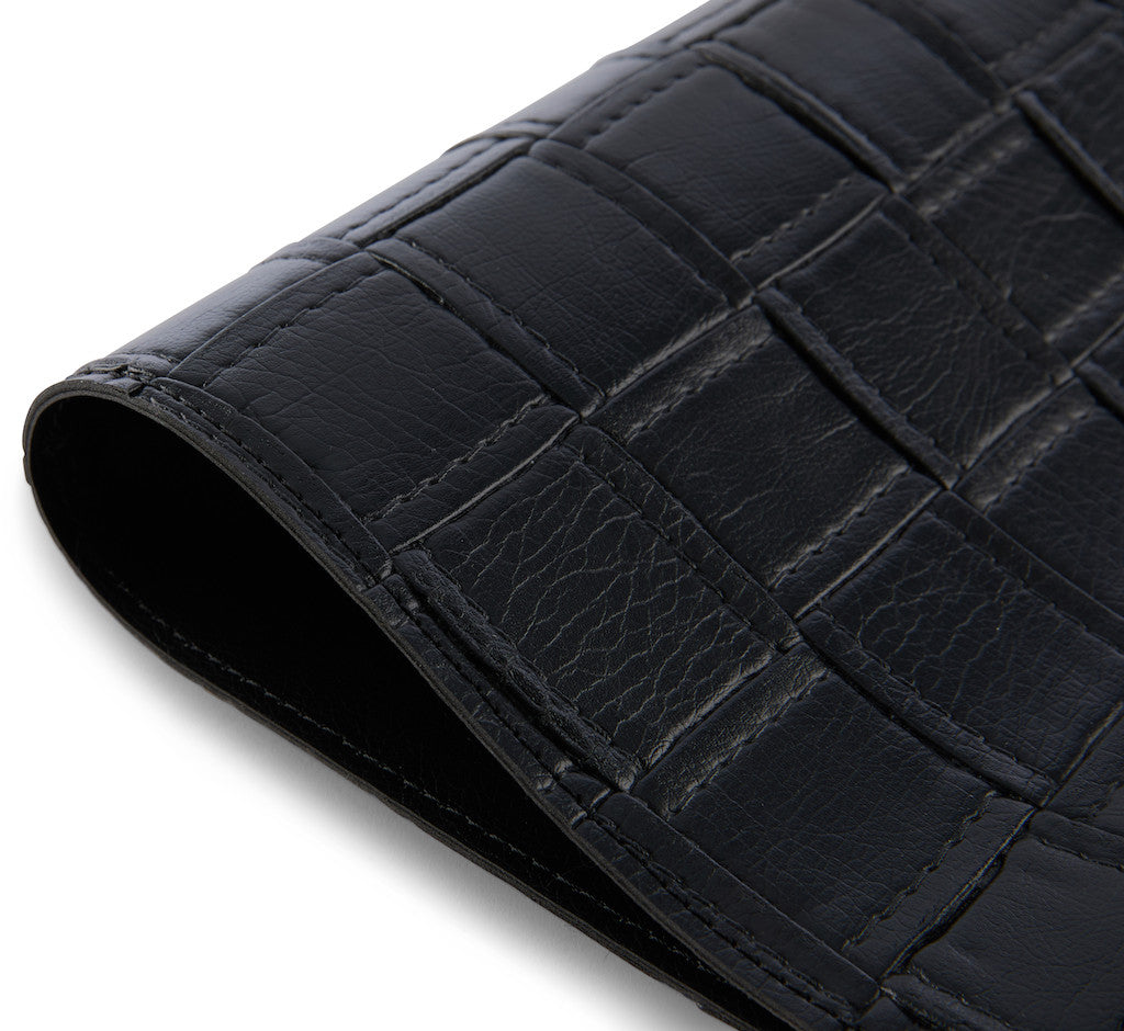 18" Set of Four Black Basketweave Faux Leather Placemats-3