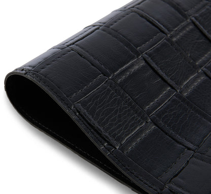 18" Set of Four Black Basketweave Faux Leather Placemats-3