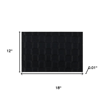 18" Set of Four Black Basketweave Faux Leather Placemats-6