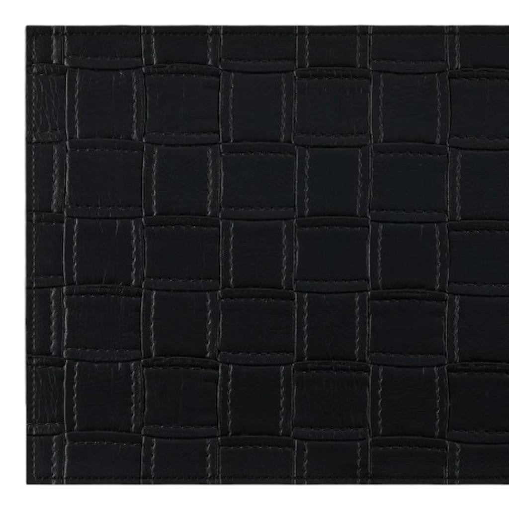 18" Set of Four Black Basketweave Faux Leather Placemats-5