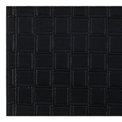 18" Set of Four Black Basketweave Faux Leather Placemats-5