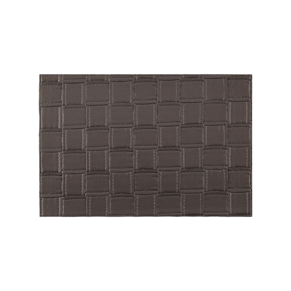 18" Set of Four Espresso Basketweave Faux Leather Placemats-2
