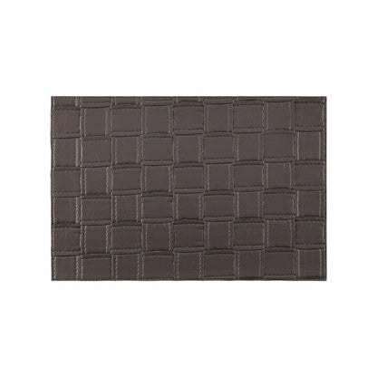 18" Set of Four Espresso Basketweave Faux Leather Placemats-2