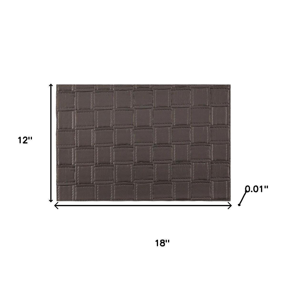 18" Set of Four Espresso Basketweave Faux Leather Placemats-5