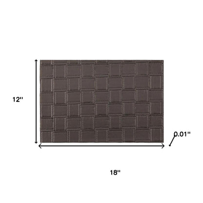 18" Set of Four Espresso Basketweave Faux Leather Placemats-5