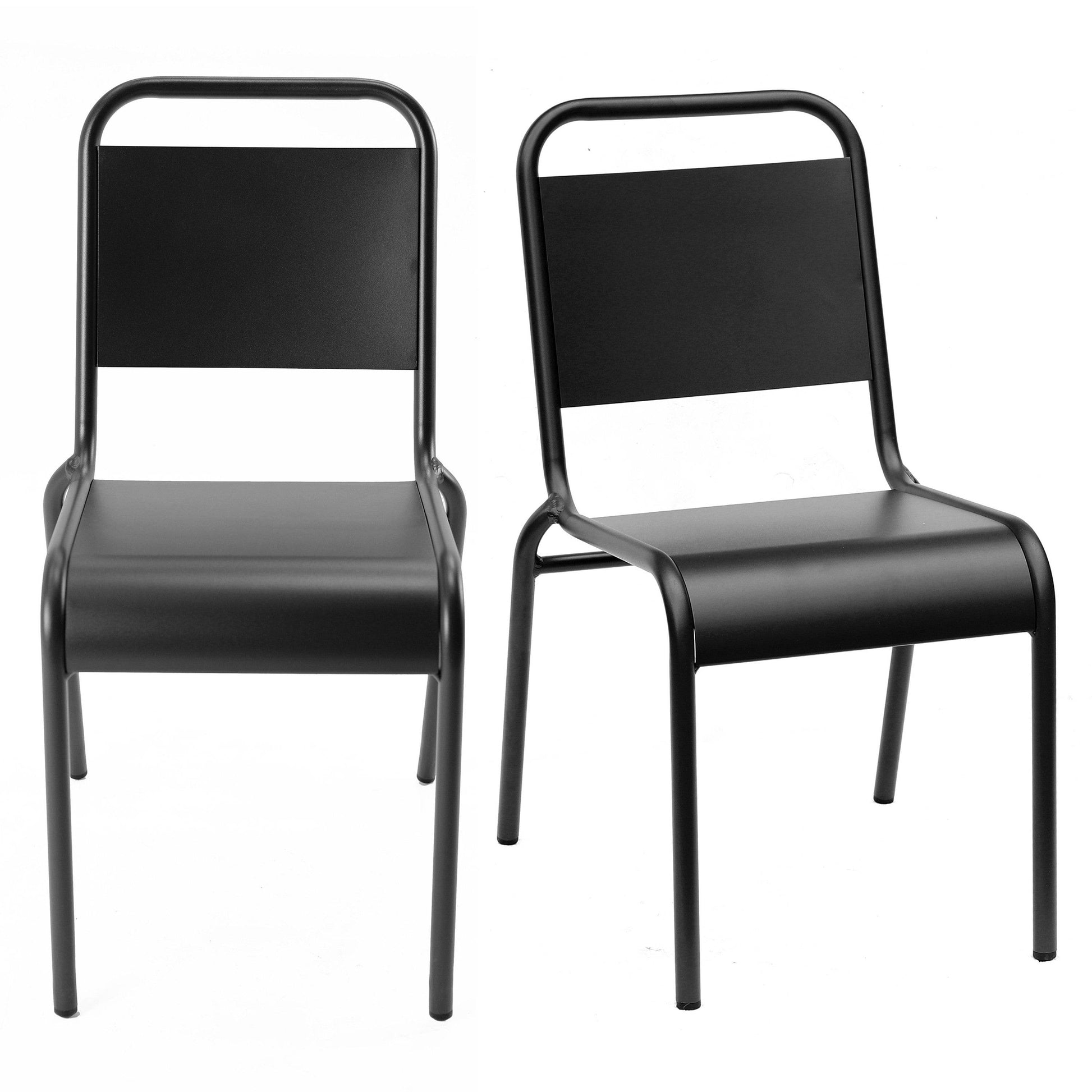 Set of Two Black Aluminum Dining Side Chairs - Loft&Timber
