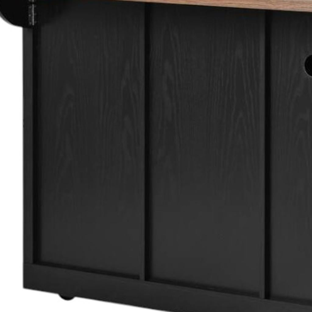 54" Black Wood Rolling Kitchen Island-4