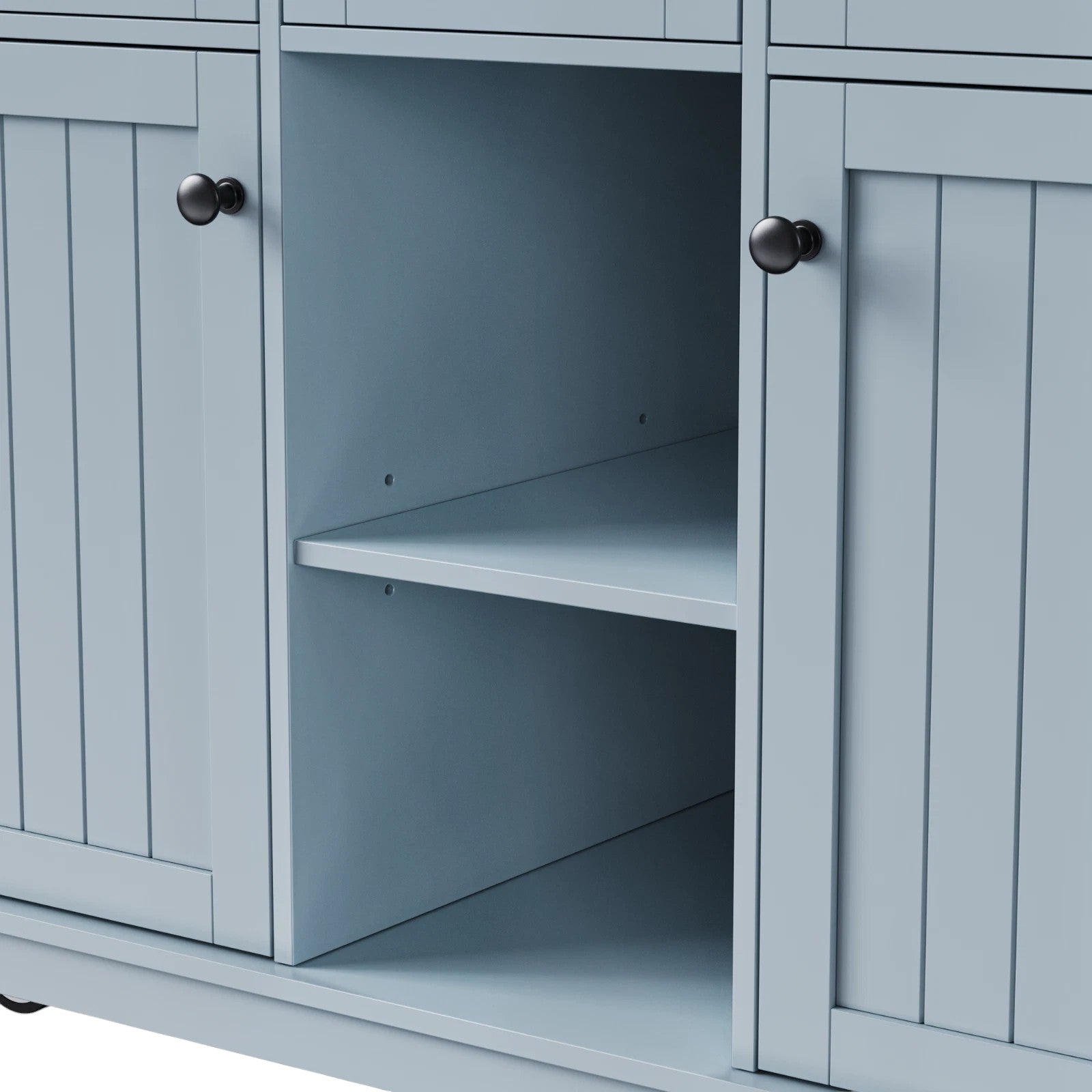 53" Light Blue Wood Rolling Kitchen Island With Storage-6