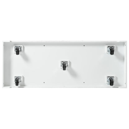 56" White Wood Rolling Kitchen Island With Storage-4