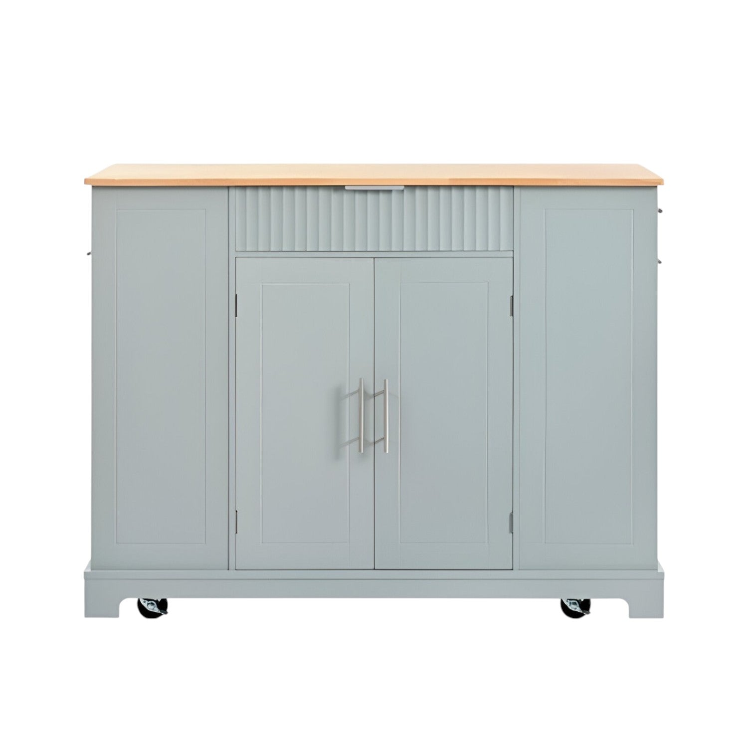 49" Light Blue Wood Rolling Kitchen Island With Storage-1