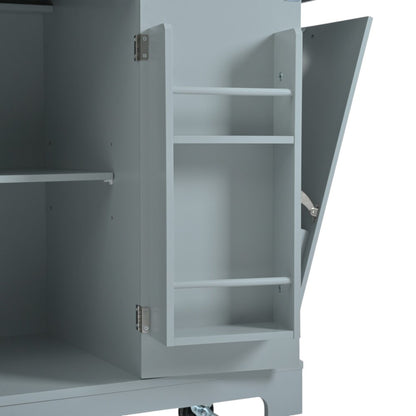 49" Light Blue Wood Rolling Kitchen Island With Storage-7