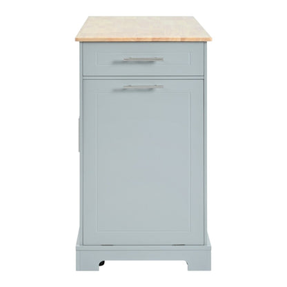49" Light Blue Wood Rolling Kitchen Island With Storage-5
