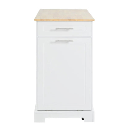 49" White Wood Rolling Kitchen Island With Storage-4