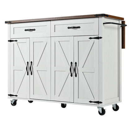 54" White Wood Rolling Kitchen Island-2