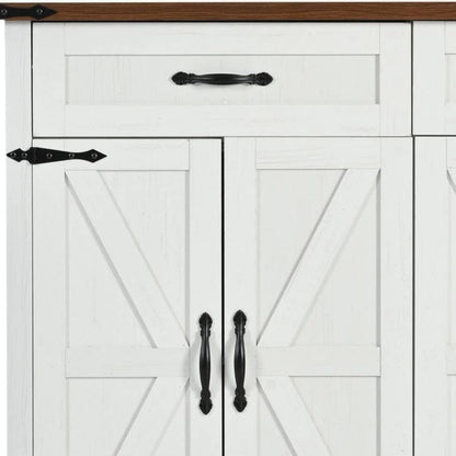54" White Wood Rolling Kitchen Island-5