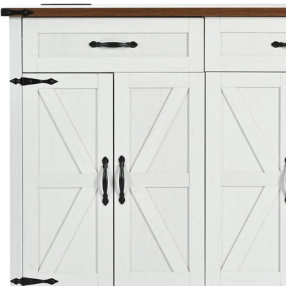 54" White Wood Rolling Kitchen Island-7