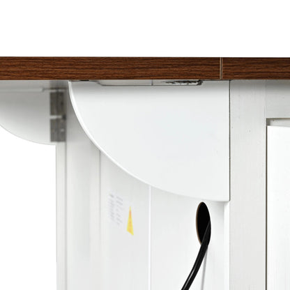 55" White Wood Rolling Kitchen Island-4