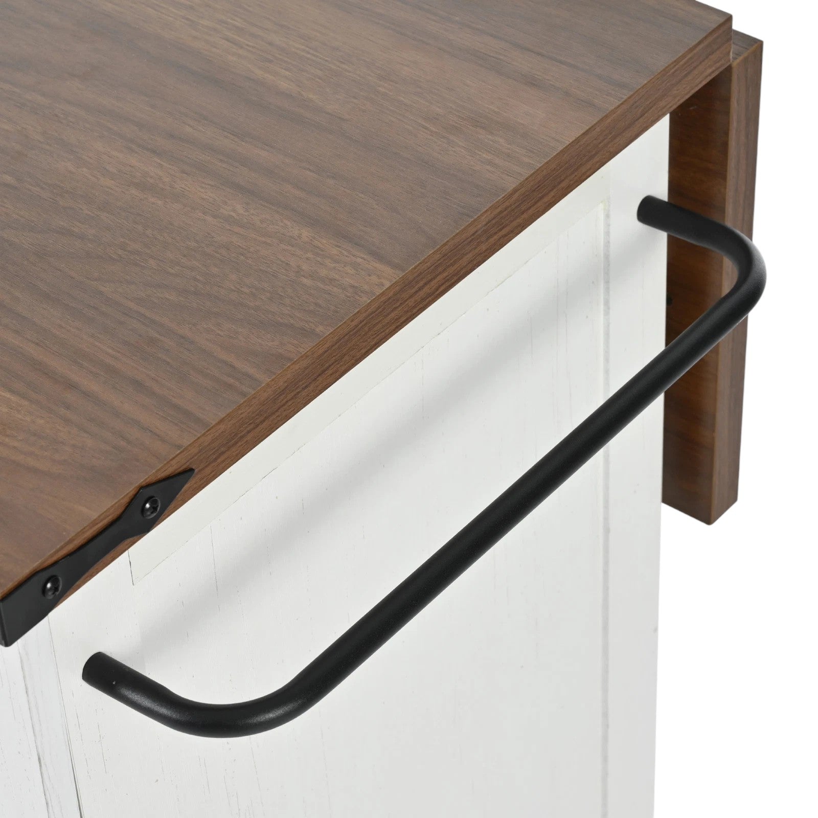 55" White Wood Rolling Kitchen Island-5