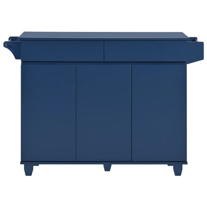 53" Navy Blue Wood Rolling Kitchen Island-3