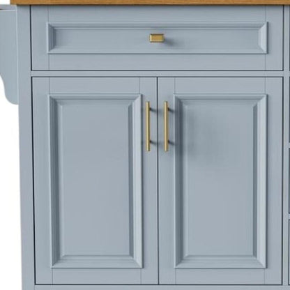 52" Light Blue Wood Rolling Kitchen Island-7