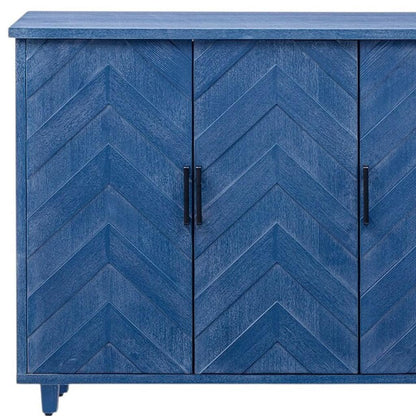51" Blue Wood Rolling Kitchen Island-8