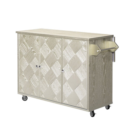 51" Champagne Wood Rolling Kitchen Island-1