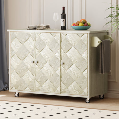 51" Champagne Wood Rolling Kitchen Island-6