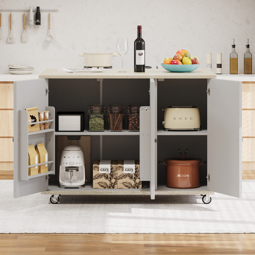51" Champagne Wood Rolling Kitchen Island-8
