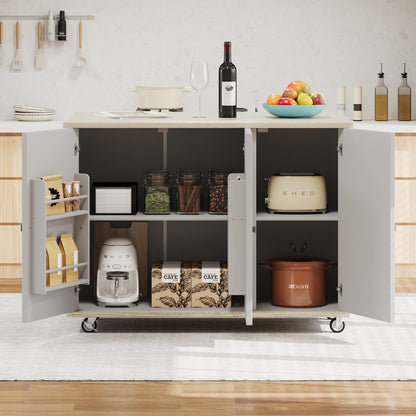 51" Champagne Wood Rolling Kitchen Island-8