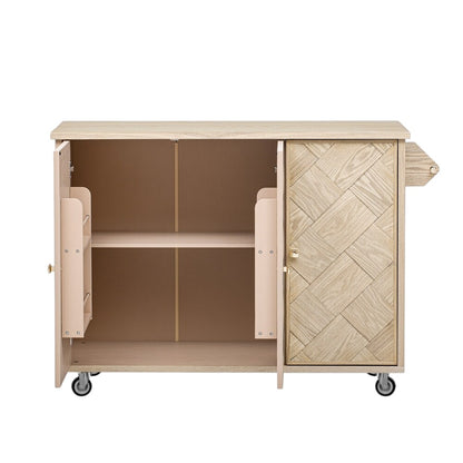 51" Natural Wood Rolling Kitchen Island-3