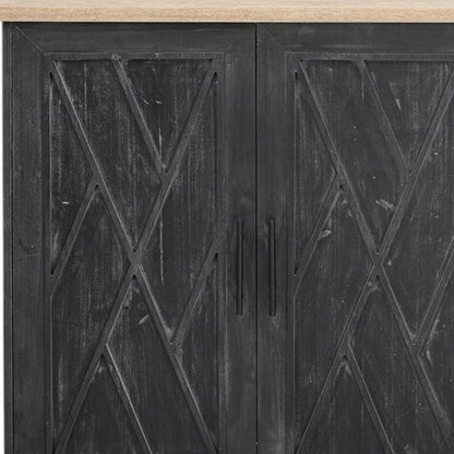 51" Black Wood Rolling Kitchen Island-5