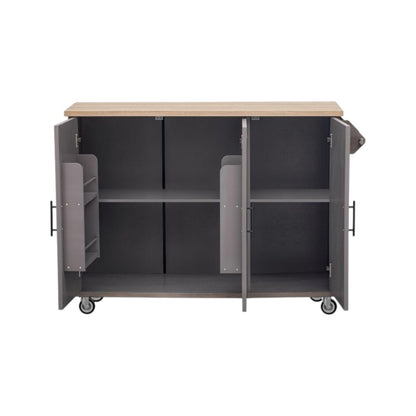 51" Brown Wood Rolling Kitchen Island-5
