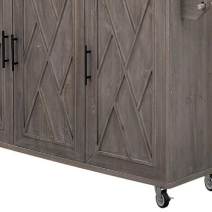 51" Brown Wood Rolling Kitchen Island-8