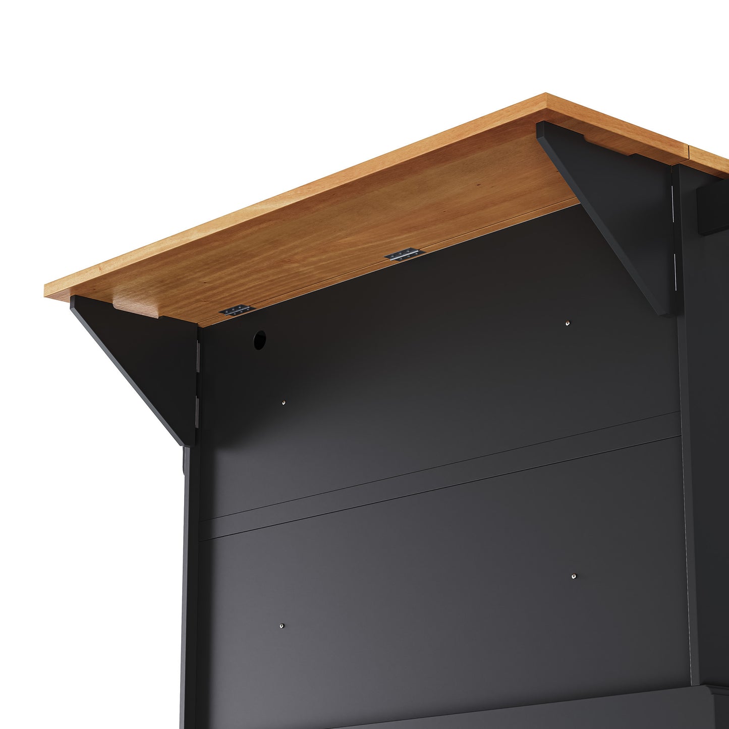 56" Black Wood Rolling Kitchen Island-5