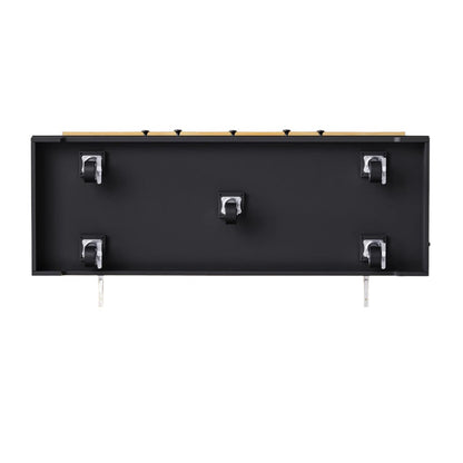 53" Black Wood Rolling Kitchen Island Set With Storage-5